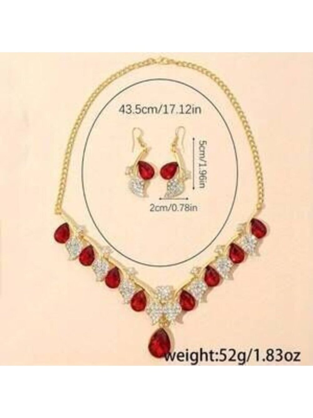 Womens 2 Pcs Crystal Clavicle Chain Earrings Set Valentine Anniversary Birthday - Picture 4 of 4